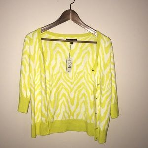 Express vibrant yellow/white cropped sweater, NWT!